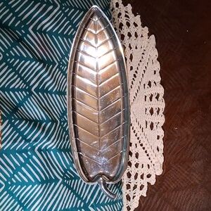 Silver Leaf-Shaped Decorative Tray